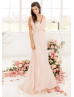 Beaded Pleated Ballet Pink Chiffon Bridesmaid Dress Beaded Pleated Ballet Pink Chiffon Bridesmaid Dress
